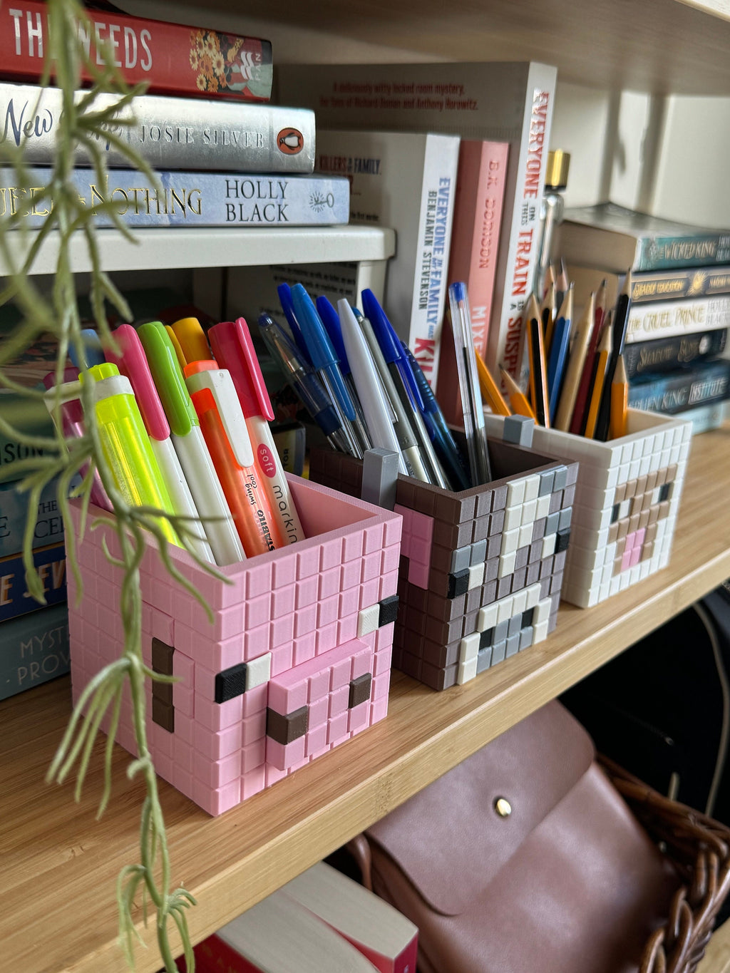 Minecraft Stationary Holders OR Decorative Plant Pot - Cow, Pig, Sheep | Retro Cozy Gaming | Kids videogame gift | Cute Office Table Decor