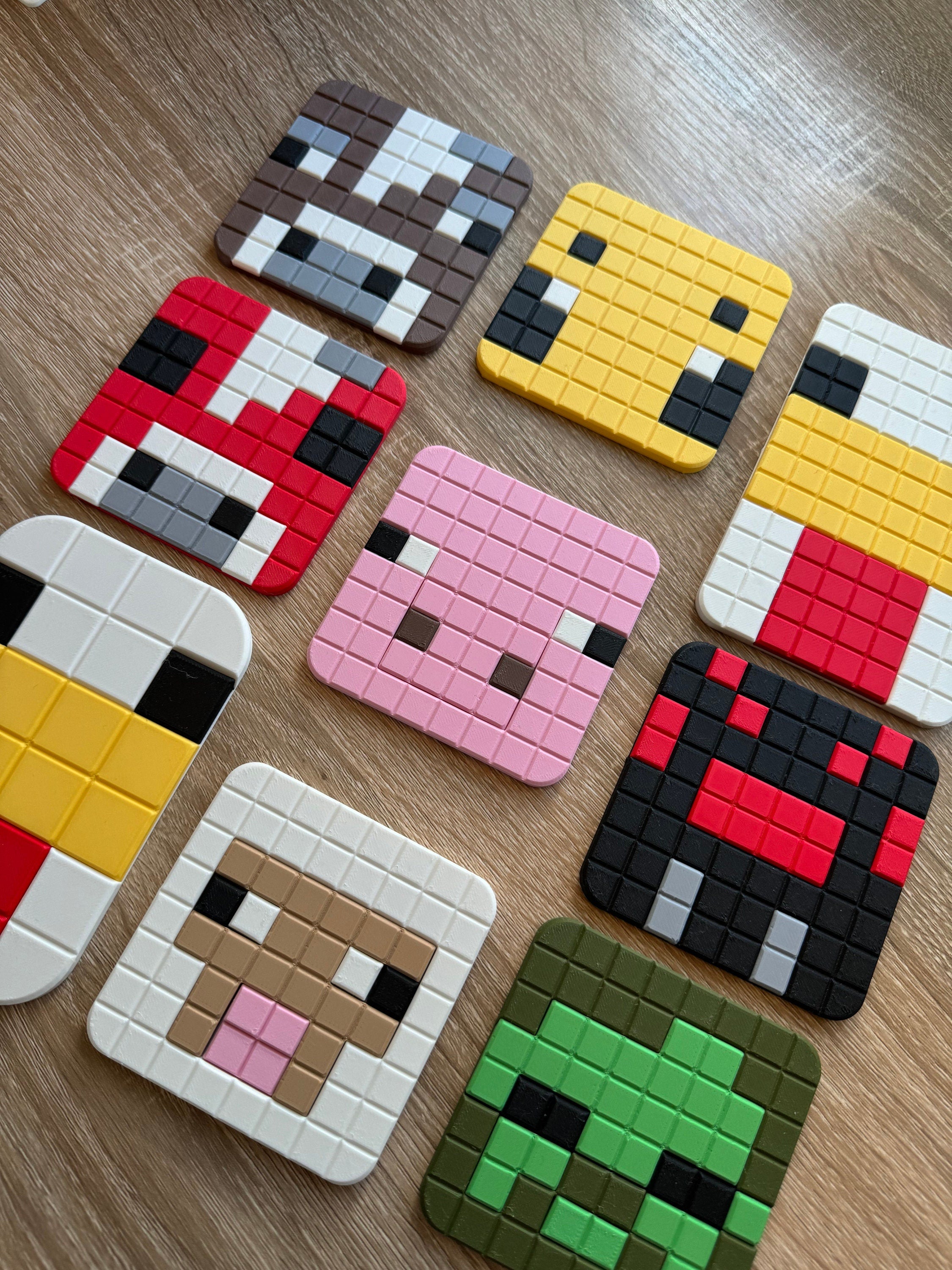 Minecraft Coasters | Retro Cozy Gaming | Kids videogame gift | Cute Dinner Decor