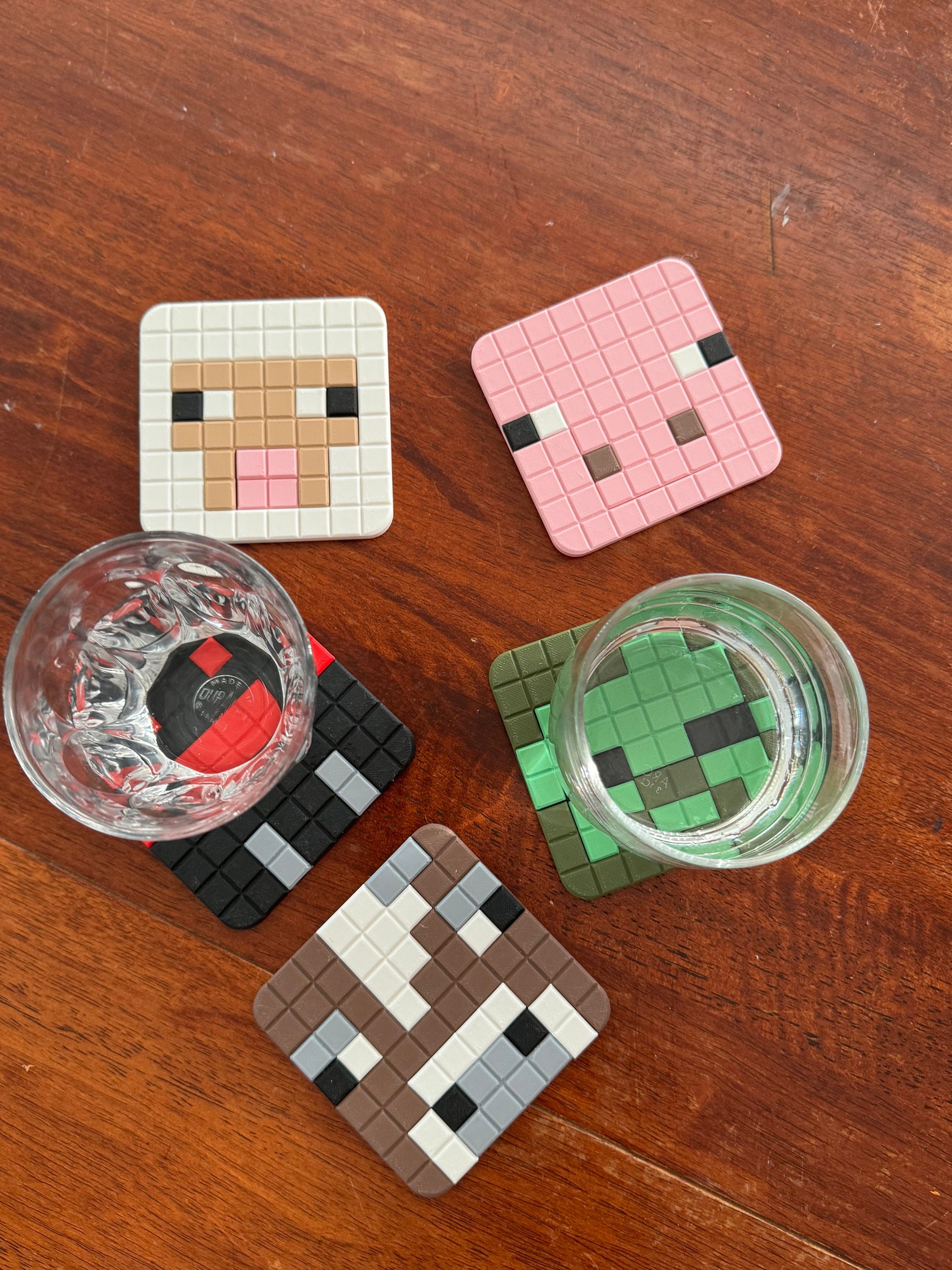 Minecraft Coasters | Retro Cozy Gaming | Kids videogame gift | Cute Dinner Decor