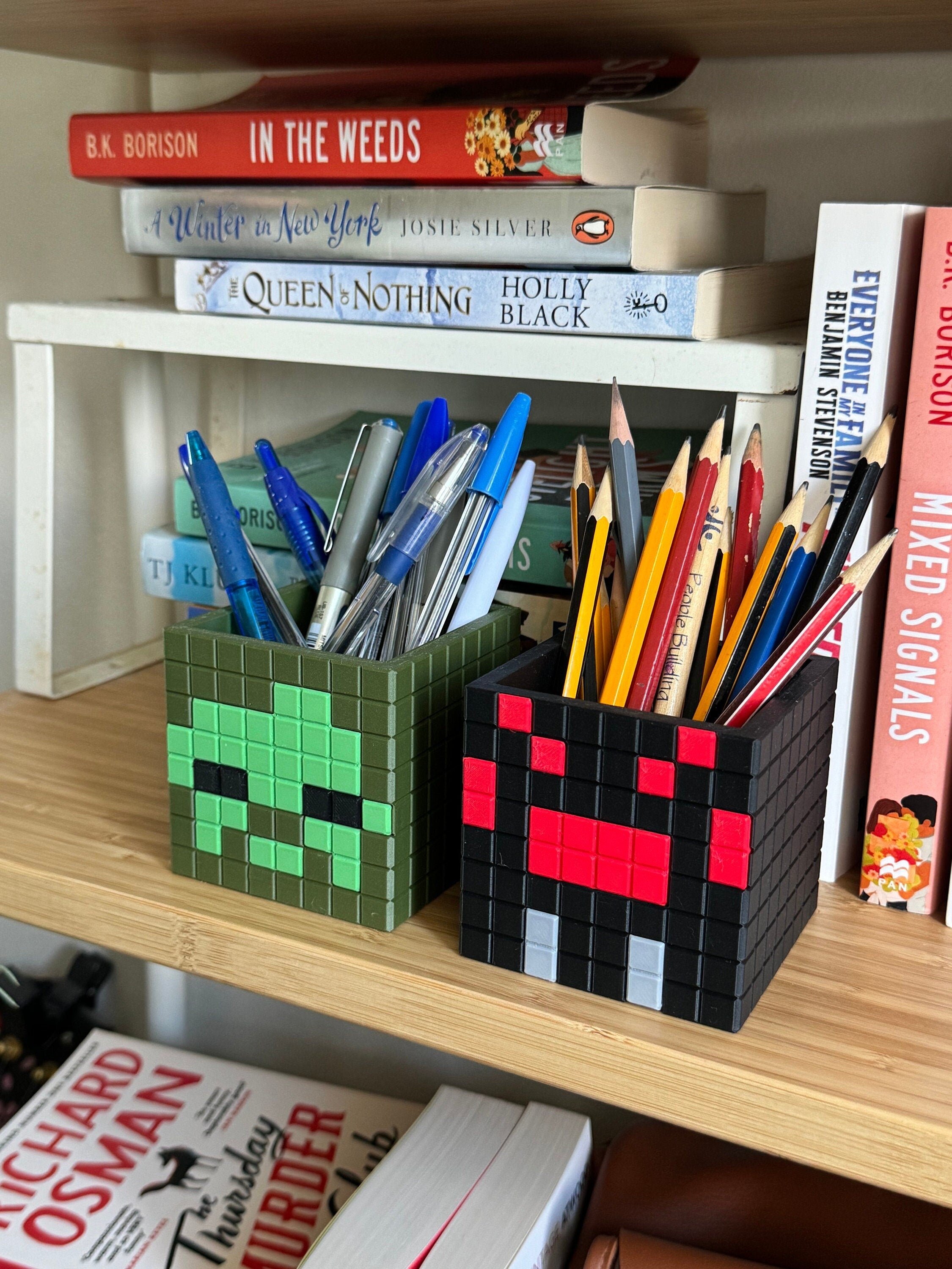 Minecraft Stationary Holders OR Decorative Plant Pot - Zombie, Spider | Retro Cozy Gaming | Kids videogame gift | Cute Office Table Decor