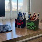 Minecraft Stationary Holders OR Decorative Plant Pot - Zombie, Spider | Retro Cozy Gaming | Kids videogame gift | Cute Office Table Decor