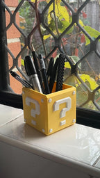 Mario Question Block Stationary Holder: Gaming Desk Decor