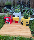 Minecraft Stationary Holders OR Decorative Plant Pot - Chicken, Bee, Mooshroom Cow | Cozy Gaming | Kids Videogame Gift | Office Table Decor