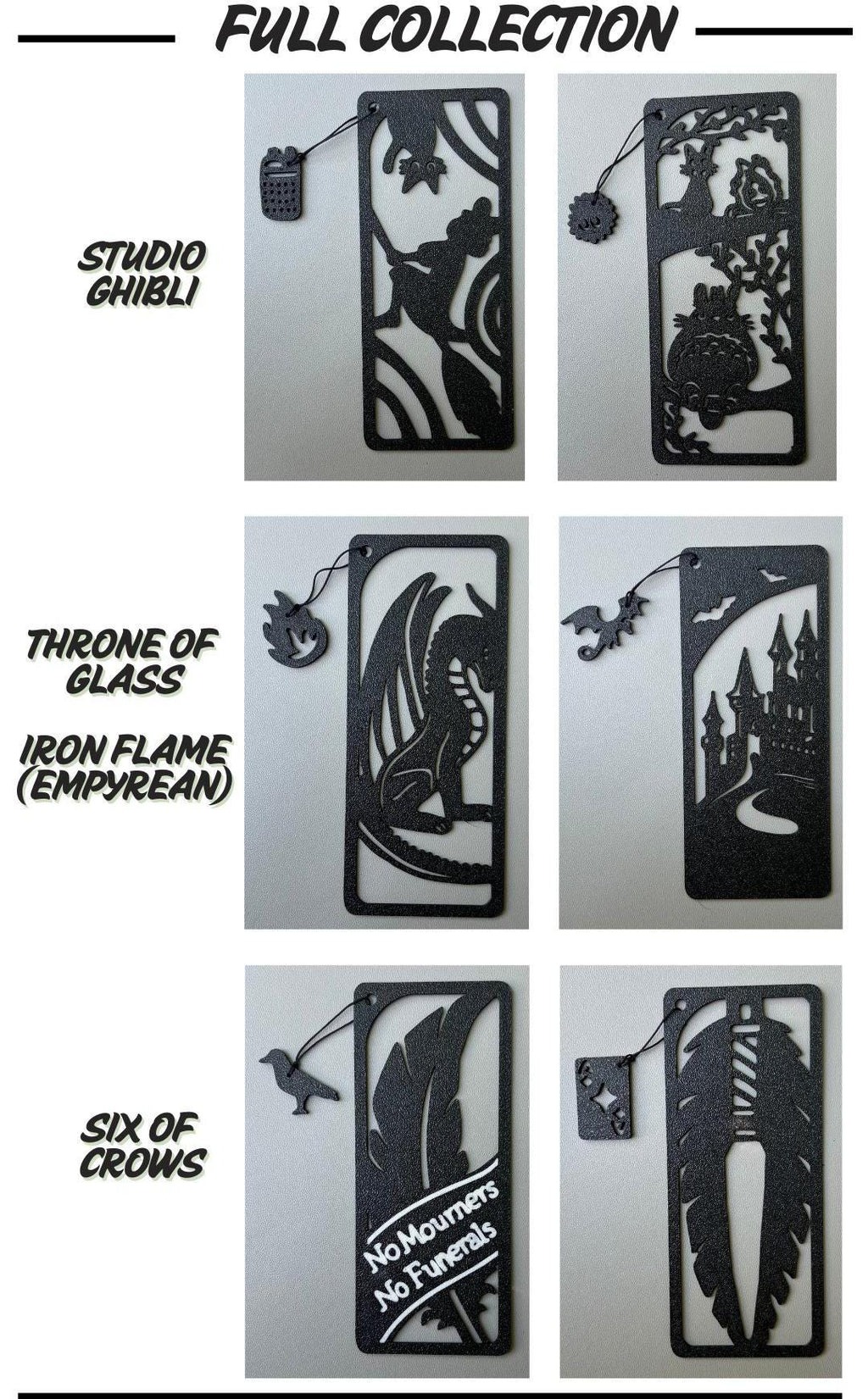 Fourth Wing / Throne of Glass Bookmark with Charm - Empyrean Fantasy Decor