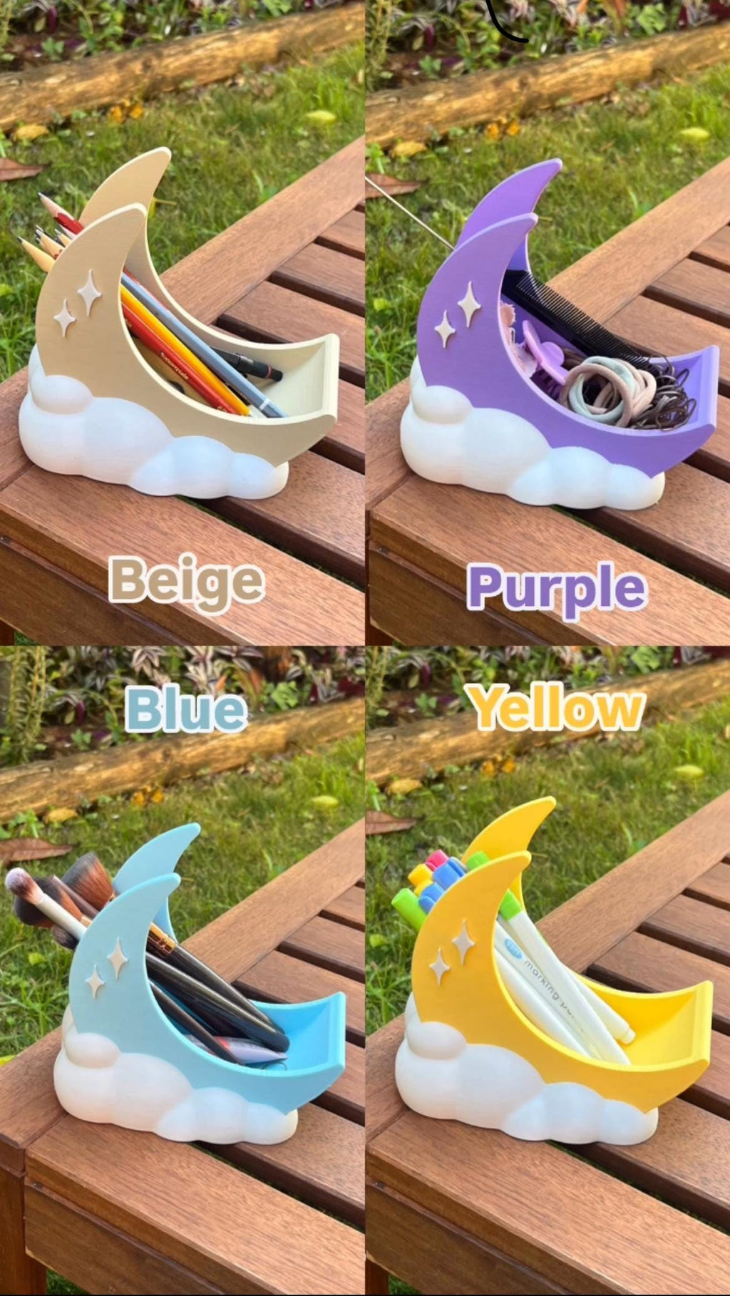 Luna Moon Desk Organizer: Makeup Brush Holder