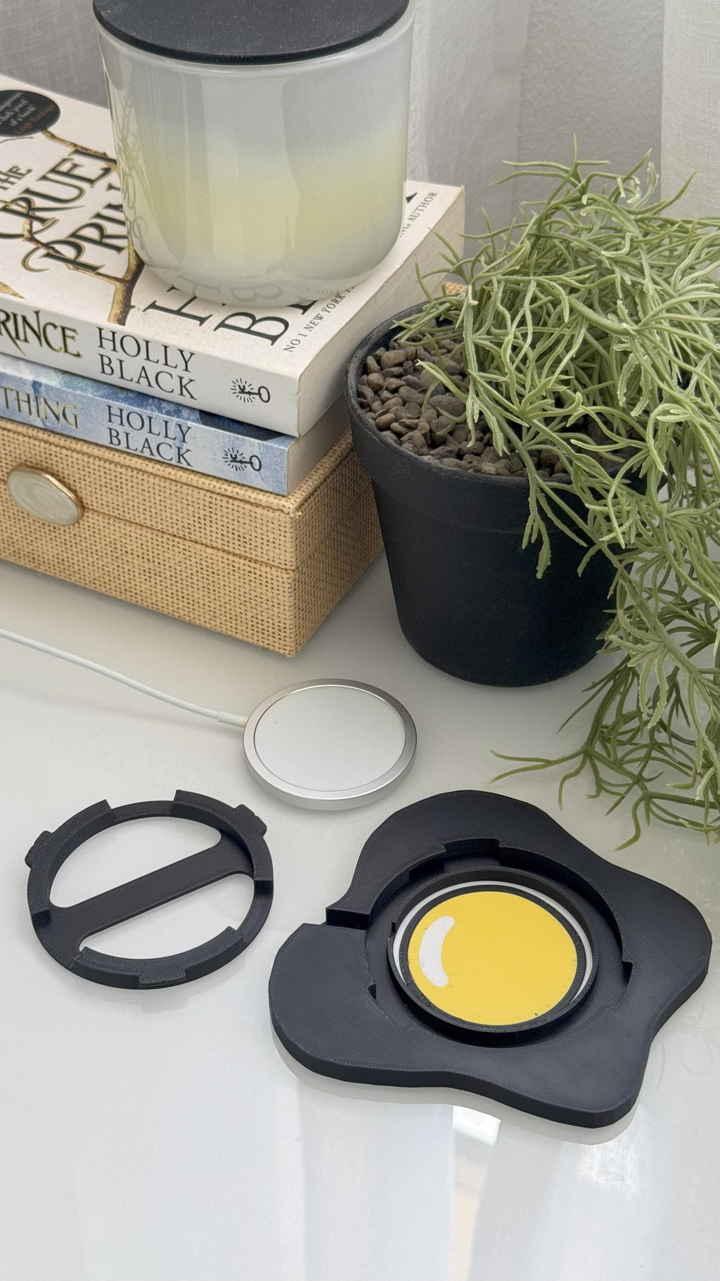 Magsafe Charger Decorative Cover - Egg Splat - Bedside Table