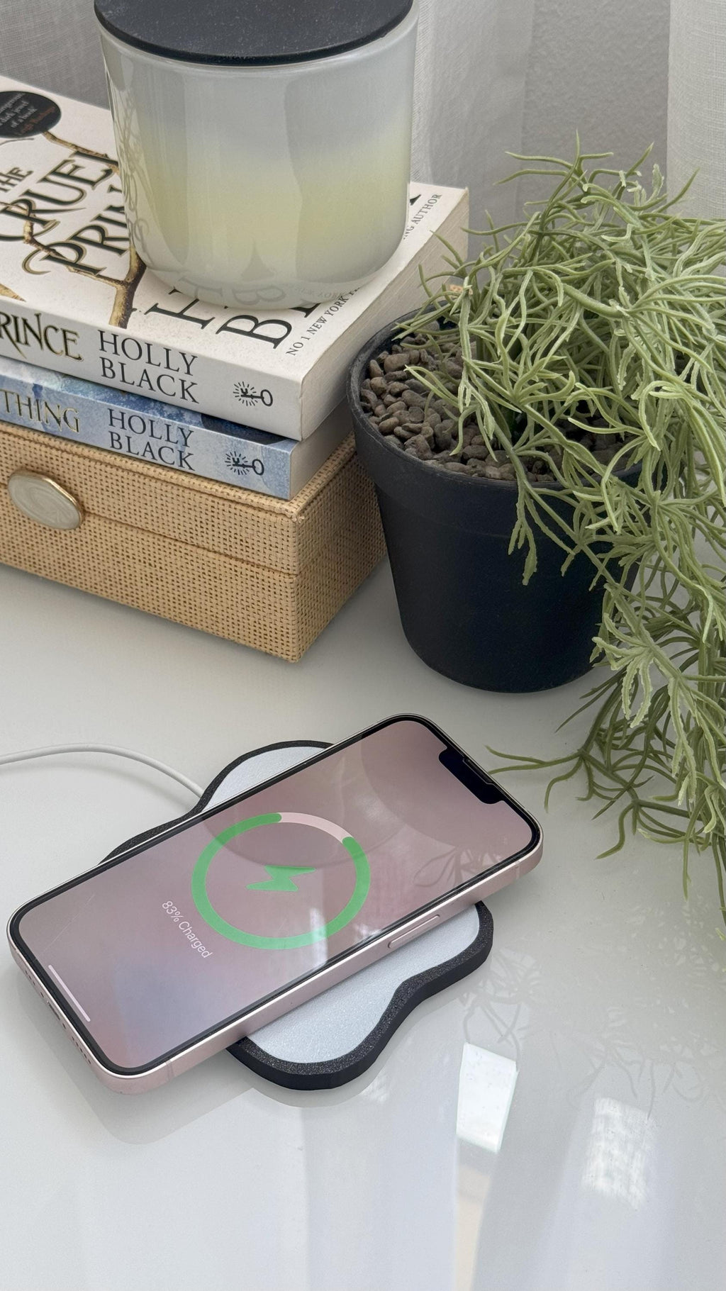 Magsafe Charger Decorative Cover - Egg Splat - Bedside Table