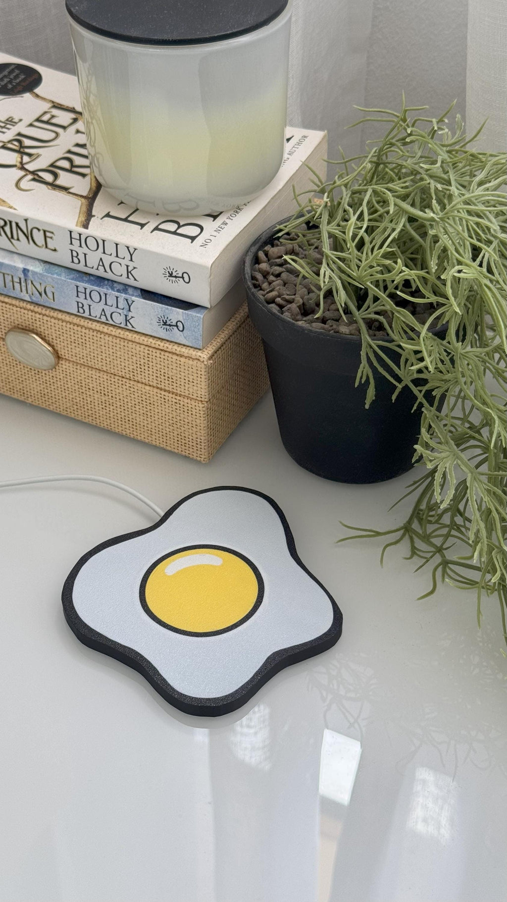 Magsafe Charger Decorative Cover - Egg Splat - Bedside Table