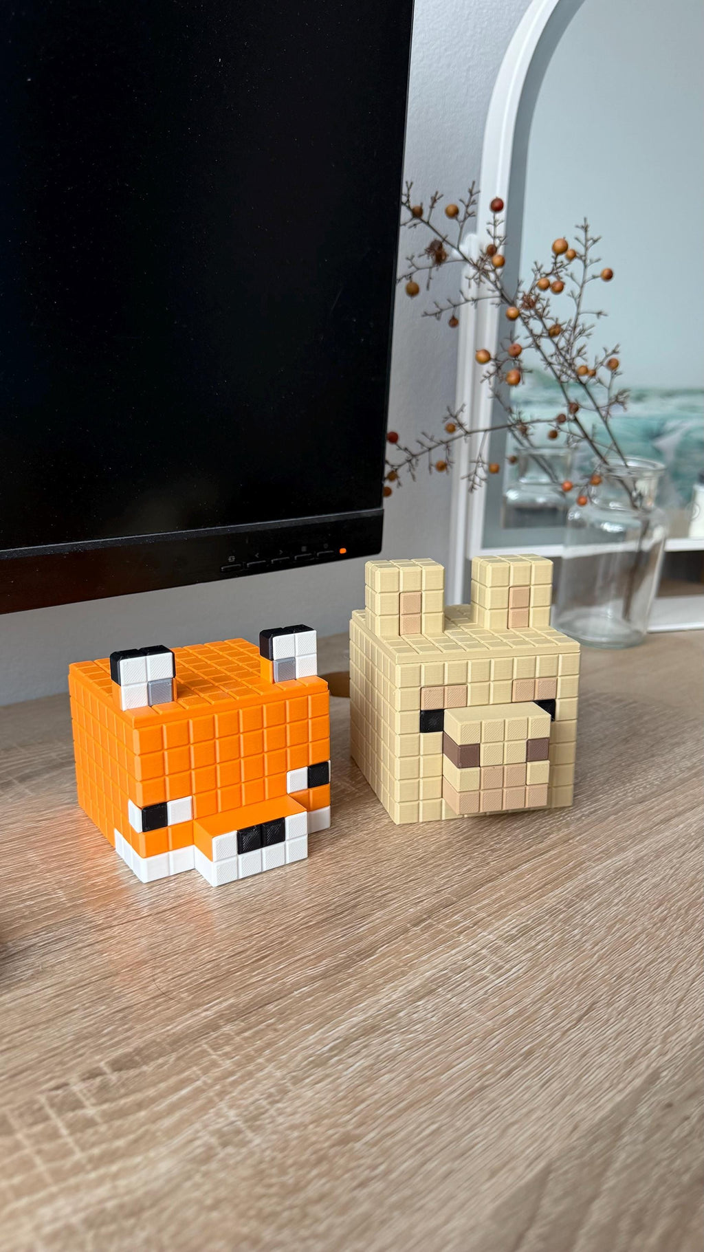 Minecraft Stationary Holders - Llama, Fox - Minecraft Movie Set | Retro Cozy Gaming | Kids videogame gift | Cute Office Table Decor